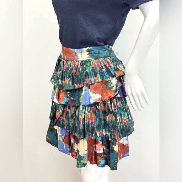 ALLISON NY Green and Blue Mini layered Bubble Skirt size M. - Picture 3 of 10